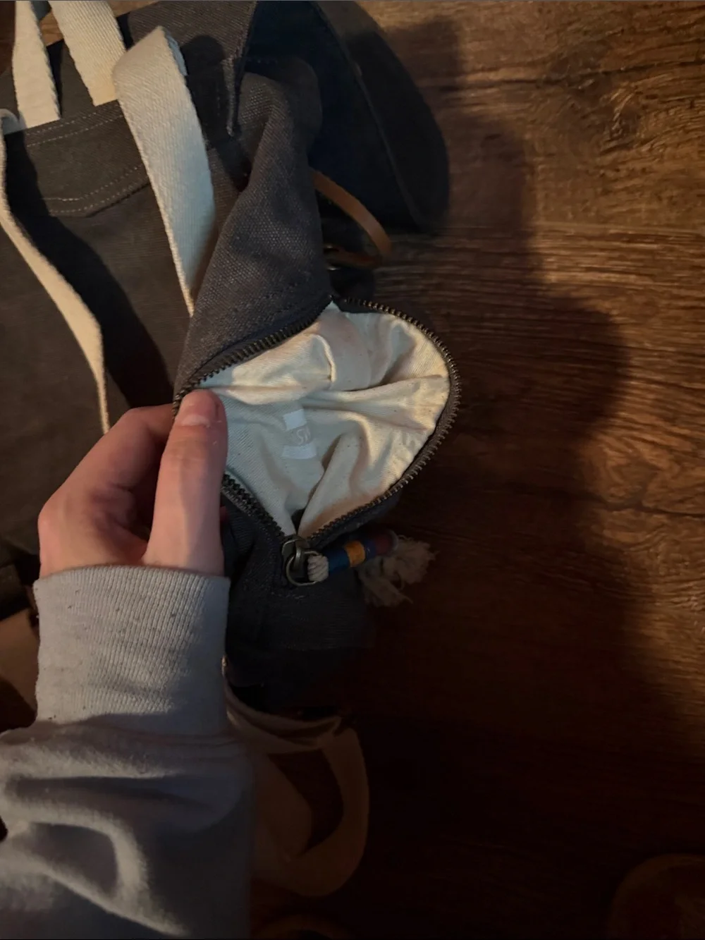 Toms Black Mini Canvas Flap Backpack with Cream Straps